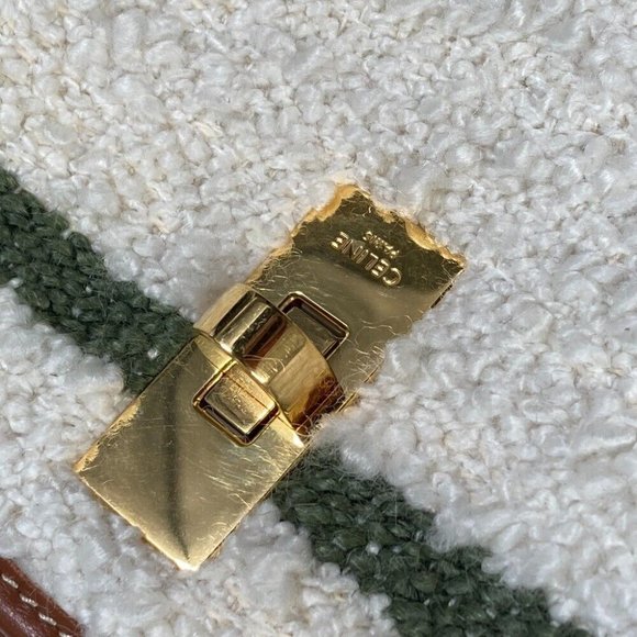 CELINE Bucket 16 (Saize) striped textile 2WAY Shoulder Hand Bag - Picture 7 of 16